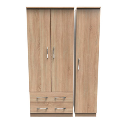 Hampshire Triple 2 Drawer Wardrobe In Bardolino Oak (Ready Assembled) from B&Q