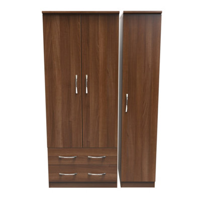 Hampshire Triple 2 Drawer Wardrobe In Noche Walnut (Ready Assembled) from B&Q