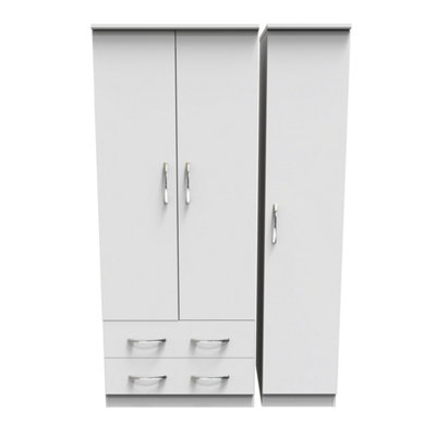 B&Q White Hampshire Triple Drawer Wardrobe In Matt (Ready Assembled) Size 2