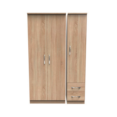 Hampshire Triple Plain Side Drawer Wardrobe In Bardolino Oak (Ready Assembled) from B&Q