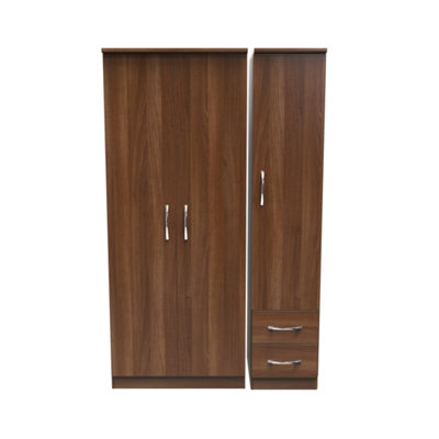 Hampshire Triple Plain Side Drawer Wardrobe In Noche Walnut (Ready Assembled) from B&Q