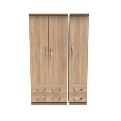 Hampshire Triple 4 Drawer Wardrobe In Bardolino Oak (Ready Assembled) from B&Q
