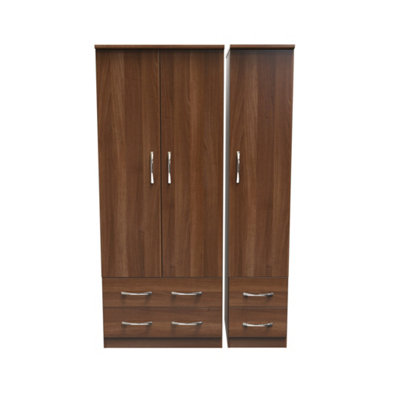 Hampshire Triple 4 Drawer Wardrobe In Noche Walnut (Ready Assembled) from B&Q