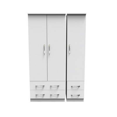 B&Q White Hampshire Triple Drawer Wardrobe In Matt (Ready Assembled) Size 4