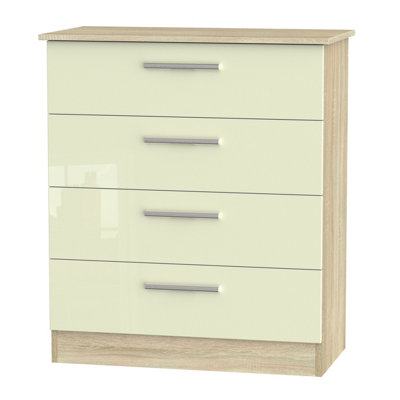 Trent 4 Drawer Chest Of Drawers In Cream & Bardolino Oak (Ready Assembled) from B&Q