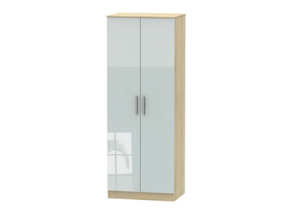 Trent Tall Plain Wardrobe In Grey Gloss & Bardolino Oak (Ready Assembled) from B&Q
