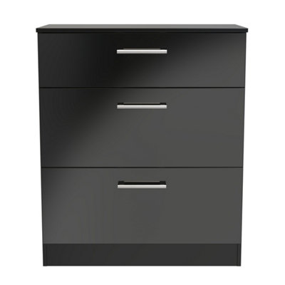 Cornwall 3 Drawer Deep Chest Of Drawers In Black Matt (Ready Assembled) from B&Q
