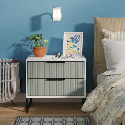 Welcome Furniture Bedside Table - 2 Drawer - Blue - Metal - Image 4