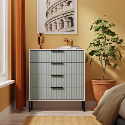 Fluted 4 Drawer Duck And Matt Chest Of Drawers Ready Assembled White Crowndale - Image 5