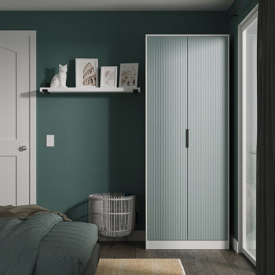 Crowndale Fluted 2 Door Duck And White Matt Tall Wardrobe Ready Assembled - Image 5