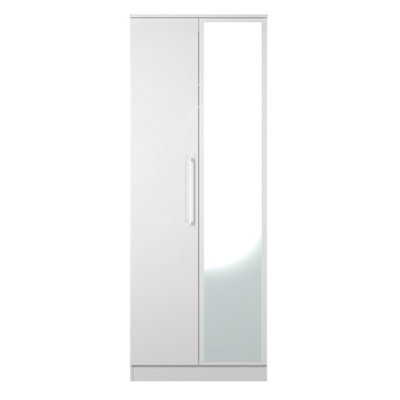 Gloucester Tall Mirrored Wardrobe In White Gloss & White Matt (Ready Assembled) from B&Q
