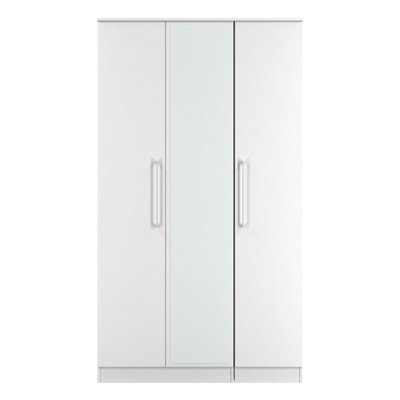 Gloucester Triple Mirrored Wardrobe In White Gloss & White Matt (Ready Assembled) from B&Q