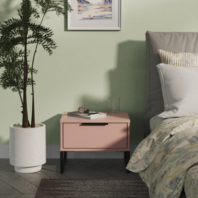 Beijing 1 Drawer Bedside Cabinet In Kobe Pink (Ready Assembled) from B&Q