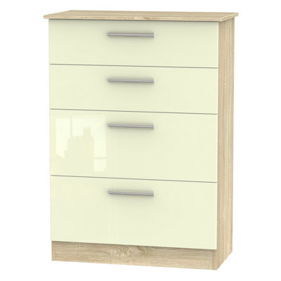 Trent 4 Drawer Deep Chest Of Drawers In Cream & Bardolino Oak (Ready Assembled) from B&Q