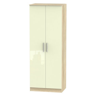  - Trent Tall Double Hanging Wardrobe In Cream & Bardolino Oak (Ready Assembled)