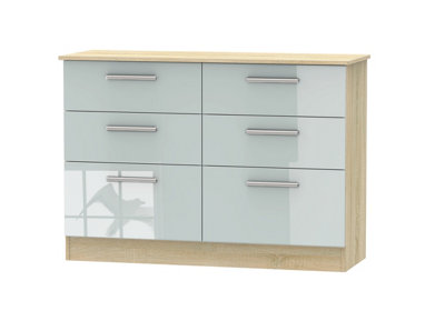 B&Q Grey Trent Drawer Midi Chest Of Drawers In & Bardolino Oak (Ready Assembled) Size 6