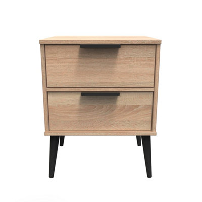 Fuji 2 Drawer Compact Bedside Cabinet In Bardolino Oak (Ready Assembled) from B&Q