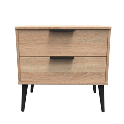 Fuji 2 Drawer Midi Bedside Cabinet In Bardolino Oak (Ready Assembled) from B&Q
