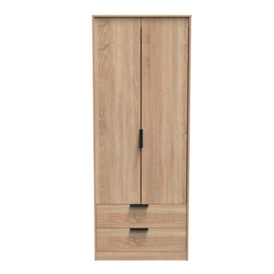 Fuji Tall 2 Drawer Wardrobe In Bardolino Oak (Ready Assembled) from B&Q