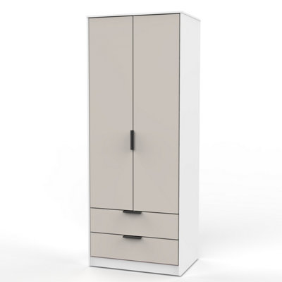 Fuji Tall 2 Drawer Wardrobe In Kashmir Matt & White Matt (Ready Assembled) from B&Q
