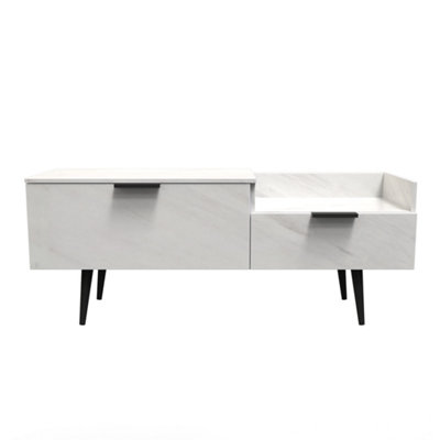 Fuji 2 Drawer Media Console Unit In Marble (Ready Assembled) from B&Q