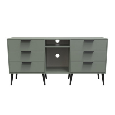 Fuji 6 Drawer Wide Sideboard In Reed Green (Ready Assembled) from B&Q