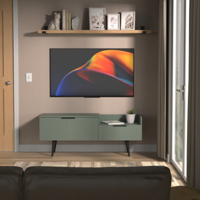 Fuji 2 Drawer Media Console Unit In Reed Green (Ready Assembled) from B&Q