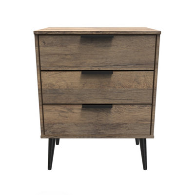 Fuji 3 Drawer Midi Chest Of Drawers In Vintage Oak (Ready Assembled) from B&Q