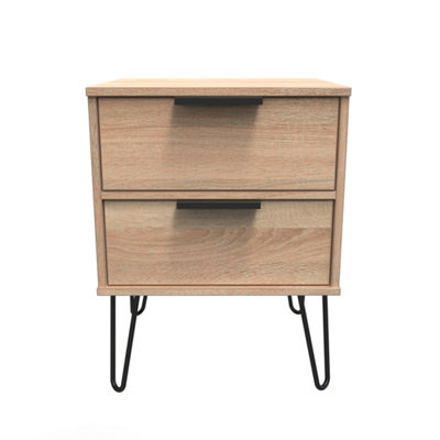 Osaka 2 Drawer Compact Bedside Cabinet In Bardolino Oak (Ready Assembled) from B&Q