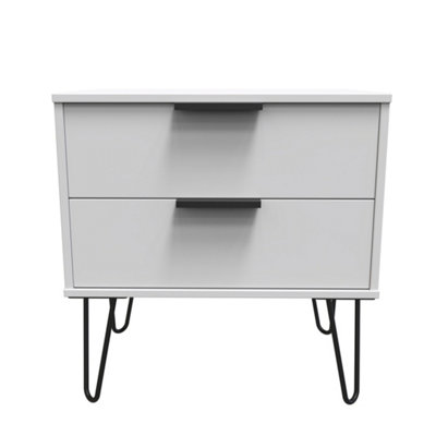 Osaka 2 Drawer Midi Bedside Cabinet In Grey Matt (Ready Assembled) from B&Q