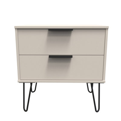 Welcome Furniture - Bedside Table - 2 Drawer - Cream - Metal - Image 3