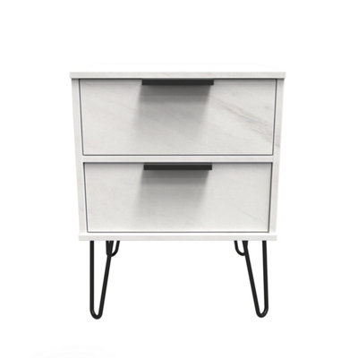Osaka 2 Drawer Compact Bedside Cabinet In Marble (Ready Assembled) from B&Q