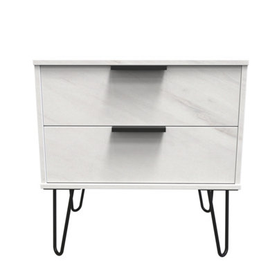 Osaka 2 Drawer Midi Bedside Cabinet In Marble (Ready Assembled) from B&Q