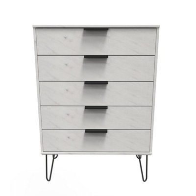  - Osaka 5 Drawer Chest Of Drawers In Marble (Ready Assembled)