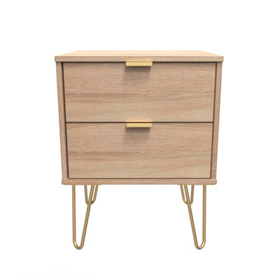 Honshu 2 Drawer Compact Bedside Cabinet In Bardolino Oak (Ready Assembled) from B&Q