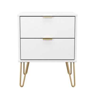Honshu 2 Drawer Compact Bedside Cabinet In White Matt (Ready Assembled) from B&Q