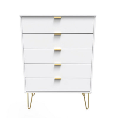 Honshu 5 Drawer Chest Of Drawers In White Matt (Ready Assembled) from B&Q