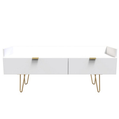 Honshu 2 Drawer Media Console Unit In White Matt (Ready Assembled) from B&Q