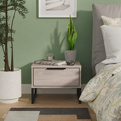 Beijing 1 Drawer Bedside Cabinet In Grey Oak (Ready Assembled) from B&Q