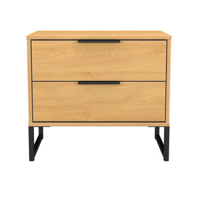 Beijing 2 Drawer Midi Bedside Cabinet In Modern Oak (Ready Assembled) from B&Q