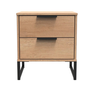 Beijing 2 Drawer Compact Bedside Cabinet In Nebraska Oak (Ready Assembled) from B&Q
