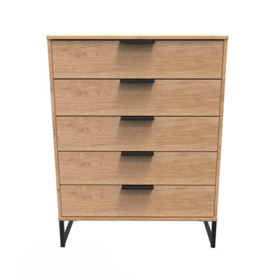 Beijing 5 Drawer Chest Of Drawers In Nebraska Oak (Ready Assembled) from B&Q