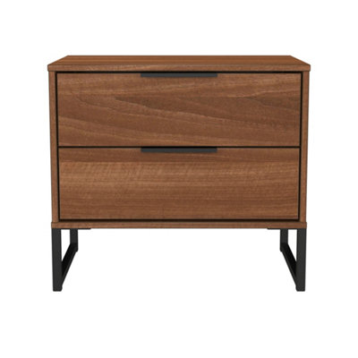 Beijing 2 Drawer Midi Bedside Cabinet In Noche Walnut (Ready Assembled) from B&Q