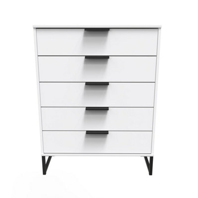 Beijing 5 Drawer Chest Of Drawers In White Matt (Ready Assembled) from B&Q