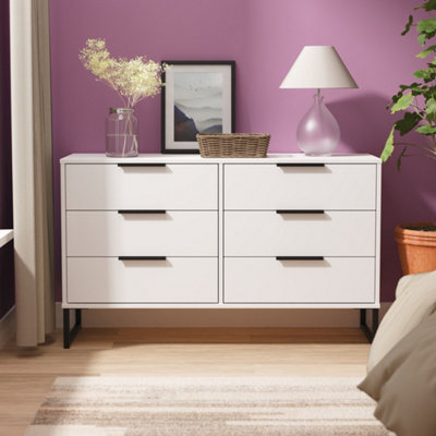 Beijing 6 Drawer Midi Chest Of Drawers In White Matt (Ready Assembled) from B&Q