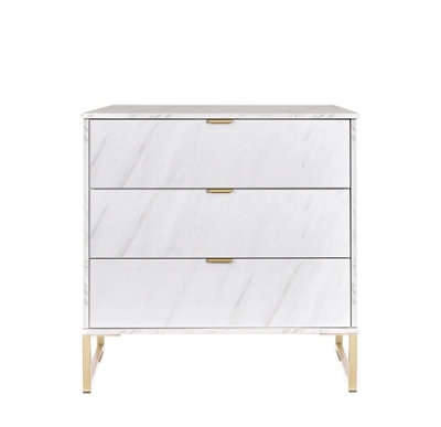 Nanjing 3 Drawer Chest Of Drawers In Marble (Ready Assembled)
