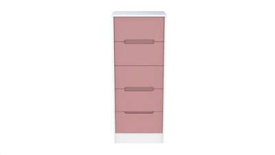 Ready Assembled U Unisex Dusty Pink Bristol 5 Drawer Tall Bedside (Ready Assembled) In Size 2 - Image 2