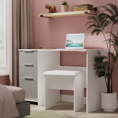 Dover 3 Drawer Desk In Uniform Grey & White Matt (Ready Assembled) from B&Q