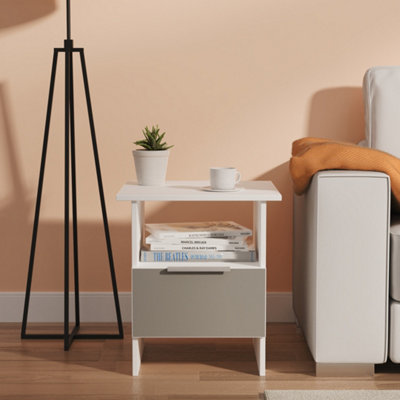 Dover Bottom Drawer Lamp Table In Uniform Grey & White Matt (Ready Assembled) from B&Q