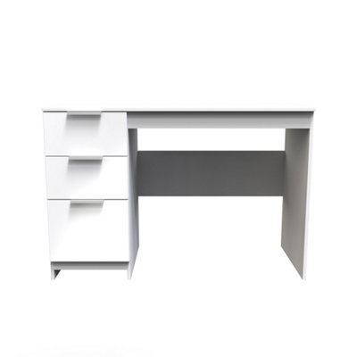 Dover 3 Drawer Desk In White & White Matt (Ready Assembled) from B&Q
